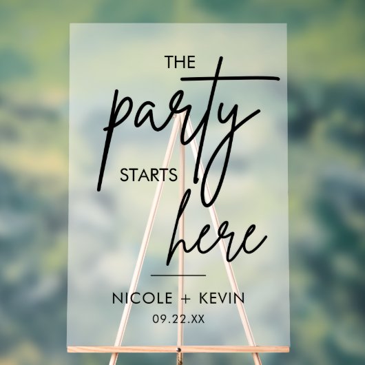 Party beginnt hier Hochzeit Willkommen Mattiert Acrylschild (Neutral)