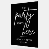 Party beginnt hier Hochzeit Willkommen Schwarz Acrylschild (Winkel)
