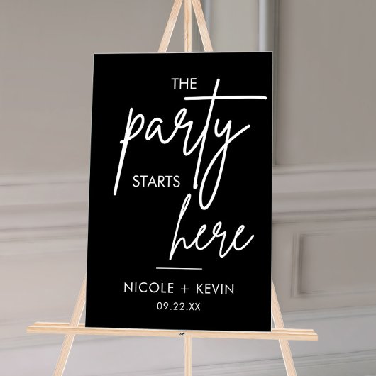 Party beginnt hier Hochzeit Willkommen Schwarz Acrylschild
