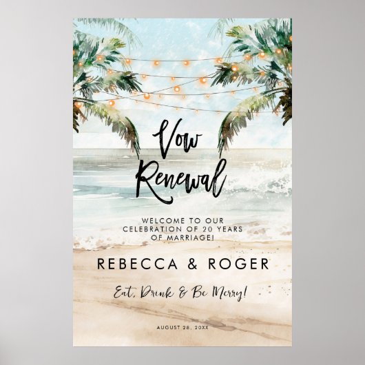 Party-Begrüßungszeichen für Beachvogelverlängerung Poster (Vorne)