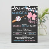 Party bei Baseballs oder Bows Gender Reveal Einladung (Stehend Vorderseite)