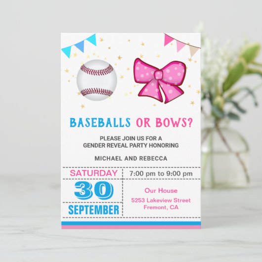 Party bei Baseballs oder Bows Geschlechtsverkehr Einladung (Stehend Vorderseite)