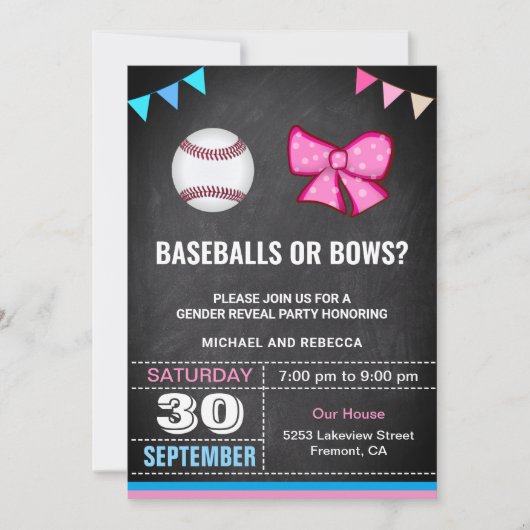 Party bei Baseballs oder Bows Geschlechtsverkehr Einladung (Vorderseite)