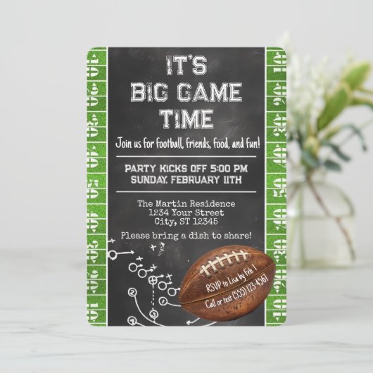 Party Big Game Bowl Game Einladung (Stehend Vorderseite)