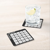 Party Bingo Black Modern Square Paper Untersetzer (Vor Ort)