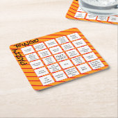 Party Bingo Funny Orange Red Modern Rechteckiger Pappuntersetzer (angewinkelt)
