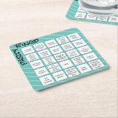 Party Bingo Game Card Aquamarine Streifen Modernst Rechteckiger Pappuntersetzer (angewinkelt)