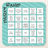 Party Bingo Game Card Aquamarine Streifen Modernst Rechteckiger Pappuntersetzer (Vorderseite)