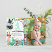 Party Birthday Safari tropische Tiere Einladung (Stehend Vorderseite)