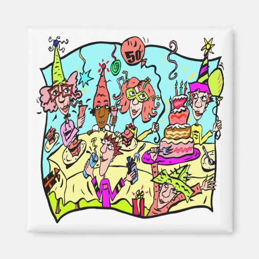 Party bis 50. Geburtstag Geschenke Magnet (Vorne)