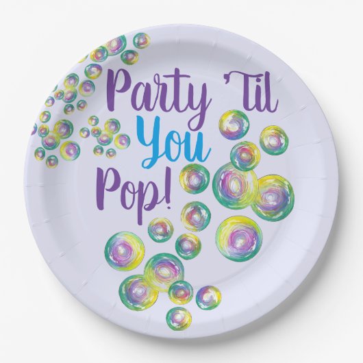Party, bis du Pop bläst Blasen eilig Pappteller (Vorderseite)