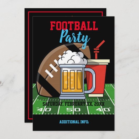 Party Black Einladung (Vorne/Hinten)