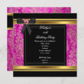 Party Black Pink Damask Jewel Image Einladung (Vorne/Hinten)
