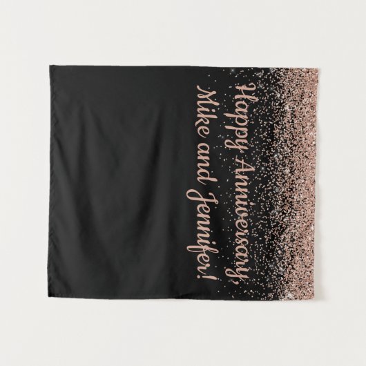 Party Black Rose Gold zum Jubiläum der benutzerdef Wandteppich (Vorderseite (Horizontal))