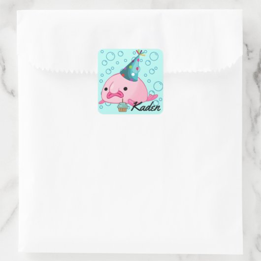 Party Blobfish Personalisiert Quadratischer Aufkleber (Tasche)