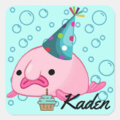 Party Blobfish Personalisiert Quadratischer Aufkleber (Vorderseite)