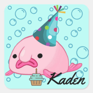 Party Blobfish Personalisiert Quadratischer Aufkleber