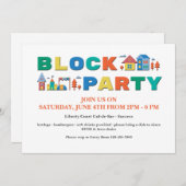 Party-Blockfarben Einladung (Vorne/Hinten)