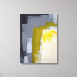 'Party blockieren' Abstrakte, grau-gelbe Kunstdruc Leinwanddruck