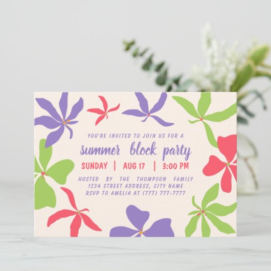 Party blockieren |Sommerliche Party Einladung (Stehend Vorderseite)
