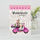 Party Blonde Scooter Frau Zebra Schuhe Einladung (Stehend Vorderseite)