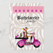 Party Blonde Scooter Frau Zebra Schuhe Einladung (Vorne/Hinten)