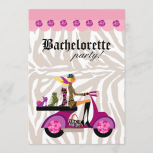 Party Blonde Scooter Frau Zebra Schuhe Einladung