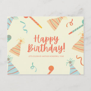 Party Blower und Hut Niedlich Postkarte