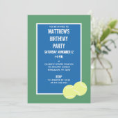 Party Blue and Green Tennis Court and Balls Einladung (Stehend Vorderseite)