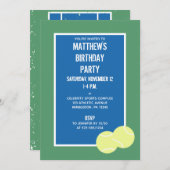 Party Blue and Green Tennis Court and Balls Einladung (Vorne/Hinten)