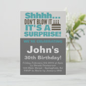 Party Blue Birthday Einladung (Stehend Vorderseite)