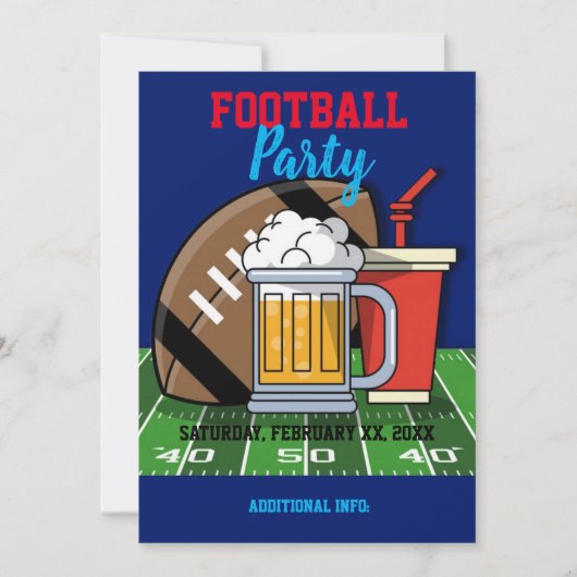 Party Blue Einladung (Vorderseite)