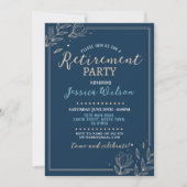Party Blue Mens Women's Floral Einladung (Vorderseite)
