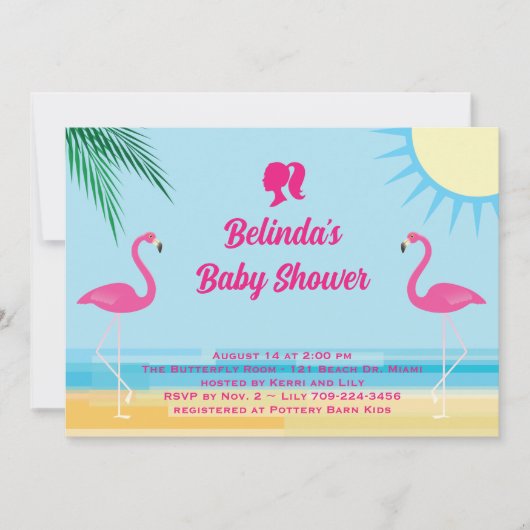 Party Blue Tropical Beach Baby Dusche Einladung (Vorderseite)