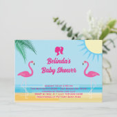 Party Blue Tropical Beach Baby Dusche Einladung (Stehend Vorderseite)