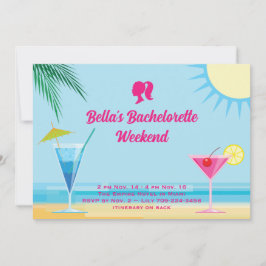 Party Blue Tropical Beach Weekend Bachelorette Einladung