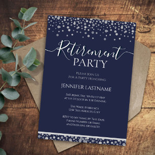 Party Blue und Silver Confetti Einladung