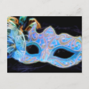 Party Blue Venezianisch Mask Postcard Einladungspostkarte