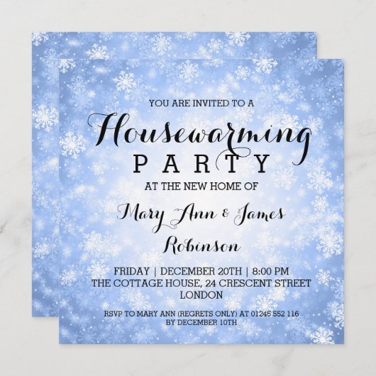 Party Blue Winter Wonderland Einladung (Vorne/Hinten)