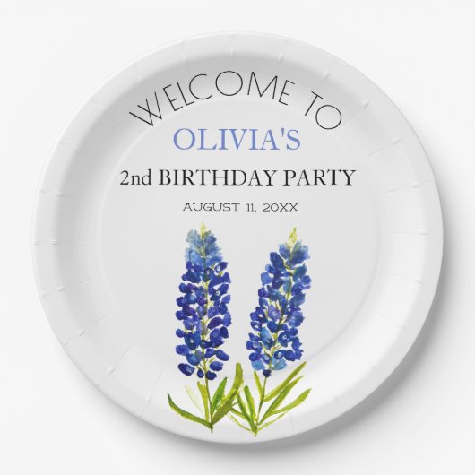 Party Bluebonnets Blume Baby Girl Pappteller (Vorderseite)