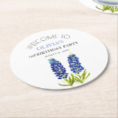 Party Bluebonnets Blume Baby Girl Runder Pappuntersetzer (Angewinkelt)