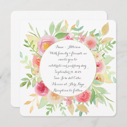 Party Blumengarten Wasserfarbe Einladung Hochzeit (Vorne/Hinten)