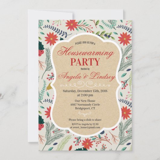Party Blumenmuster Einladung zur Haushaltserwärmun (Vorderseite)