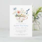 Party "Blumenostertee" Einladung (Stehend Vorderseite)