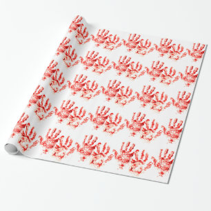 Party blutiger Handabdruck Design Halloween Geschenkpapier
