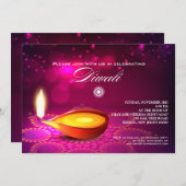 Party Bokeh Lights Diwali Lamp Einladung (Vorne/Hinten)