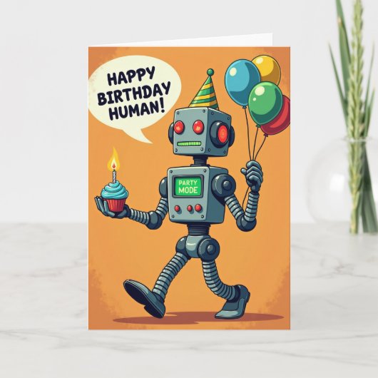 Party Bot Cupcake Karte (Vorderseite)