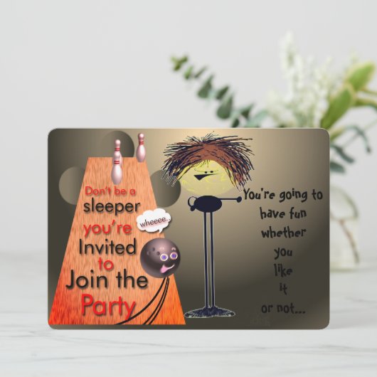 Party Bowling einladen Einladung (Stehend Vorderseite)