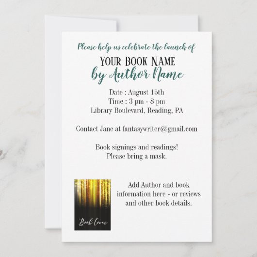 Party "Buchen" Einladung (Rückseite)