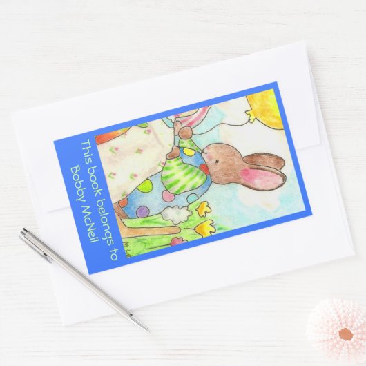 Party Bunny Buchzeichen Rechteckiger Aufkleber (Umschlag)